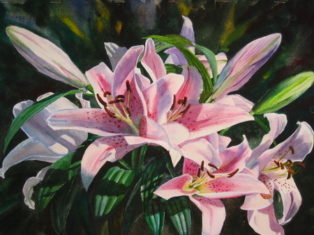 Crown of Lilies II 10x14 inch  Watercolor