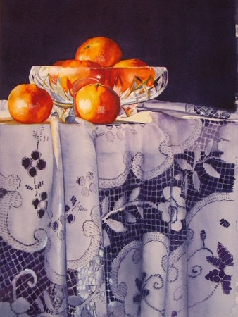 Orange and Crystal  16.5x11.5 inch  Watercolor