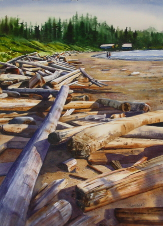 Wreck Beach  18.5x13.5 inch  Watercolor
